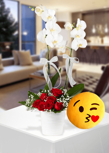 Orkide -Gülün Zerafeti -Emoji Yastık