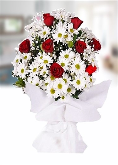 Papatya ve Gül-7 Gaziantep Çiçek Sepeti Siparişi
